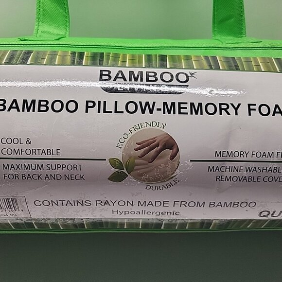 Bamboo Living Queen Maximum Support Bamboo Pillow - Memory Foam Hypoallergenic - Picture 2 of 3